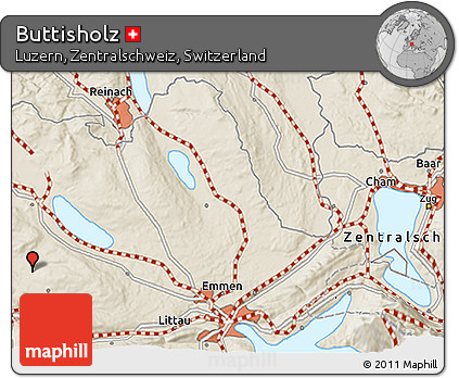 Shaded Relief 3D Map of Buttisholz