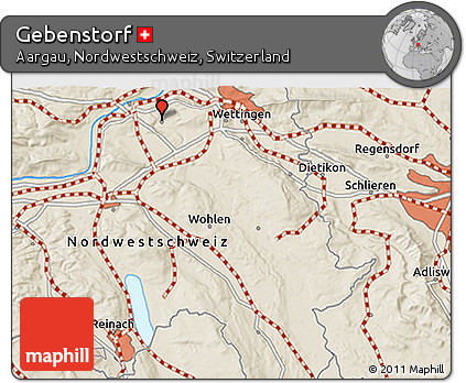 Shaded Relief 3D Map of Gebenstorf