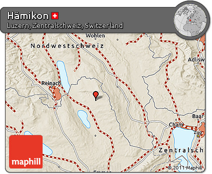 Shaded Relief 3D Map of Hämikon