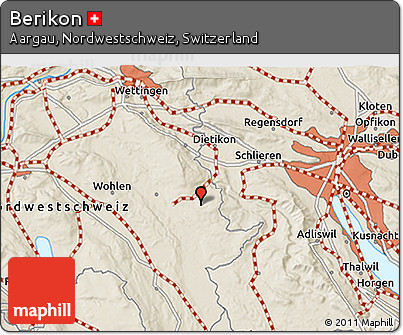 Shaded Relief 3D Map of Berikon