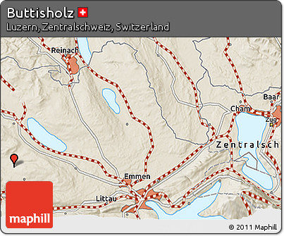 Shaded Relief 3D Map of Buttisholz