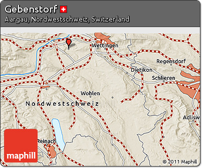 Shaded Relief 3D Map of Gebenstorf
