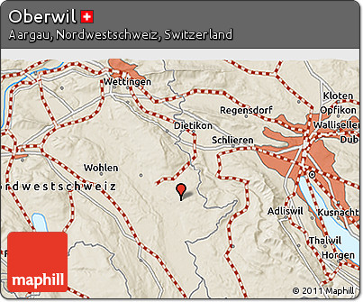 Shaded Relief 3D Map of Oberwil