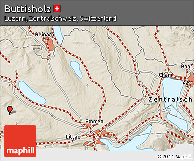 Shaded Relief 3D Map of Buttisholz