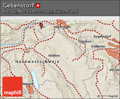 Shaded Relief 3D Map of Gebenstorf
