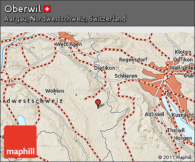 Shaded Relief 3D Map of Oberwil