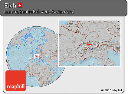 Gray Location Map of Eich, hill shading
