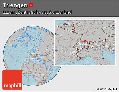 Gray Location Map of Triengen, hill shading