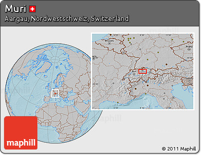Gray Location Map of Muri, hill shading