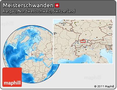 Shaded Relief Location Map of Meisterschwanden