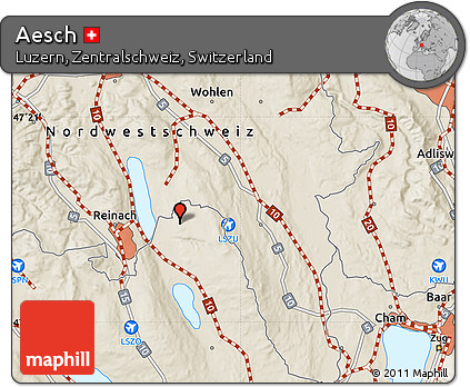 Shaded Relief Map of Aesch