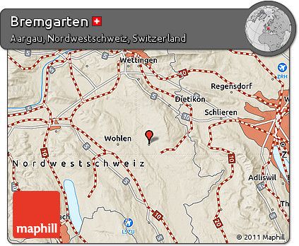 Shaded Relief Map of Bremgarten