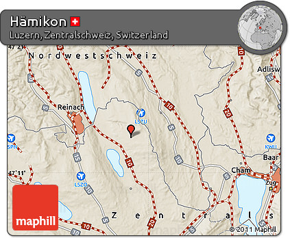 Shaded Relief Map of Hämikon