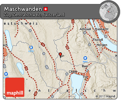 Shaded Relief Map of Maschwanden