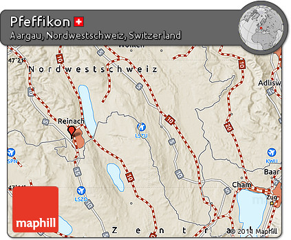 Shaded Relief Map of Pfeffikon