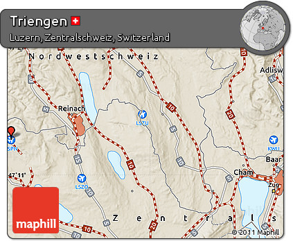 Shaded Relief Map of Triengen