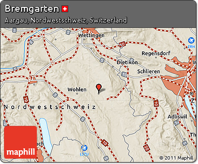 Shaded Relief Map of Bremgarten