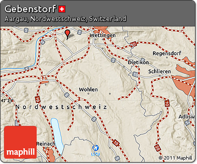 Shaded Relief Map of Gebenstorf