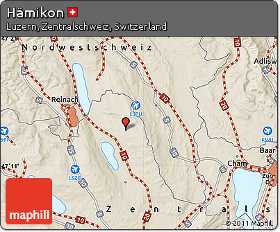 Shaded Relief Map of Hämikon