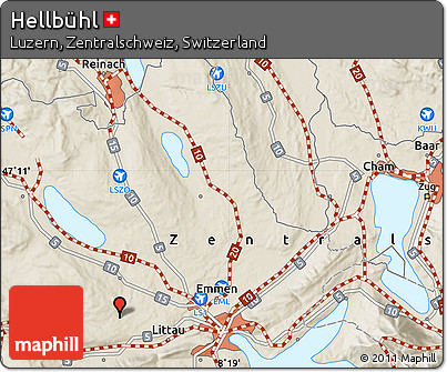 Shaded Relief Map of Hellbühl