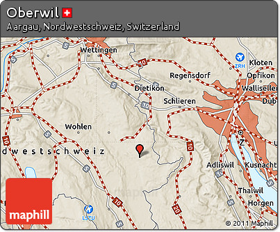 Shaded Relief Map of Oberwil