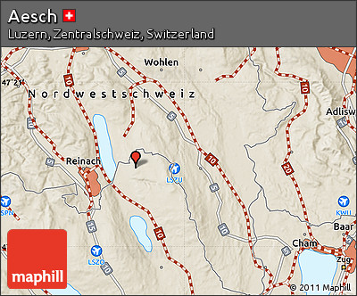 Shaded Relief Map of Aesch