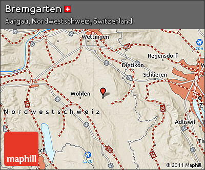 Shaded Relief Map of Bremgarten