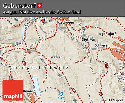 Shaded Relief Map of Gebenstorf