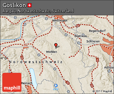 Shaded Relief Map of Göslikon
