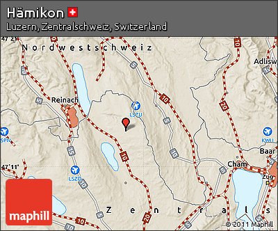 Shaded Relief Map of Hämikon