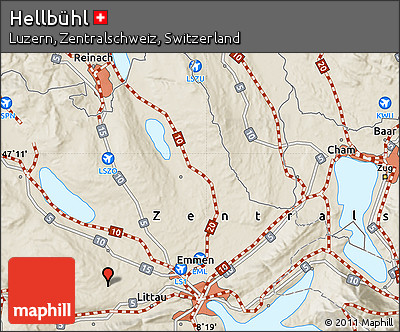 Shaded Relief Map of Hellbühl