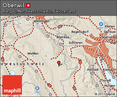 Shaded Relief Map of Oberwil