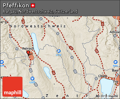 Shaded Relief Map of Pfeffikon