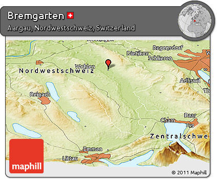 Physical Panoramic Map of Bremgarten