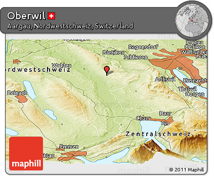Physical Panoramic Map of Oberwil
