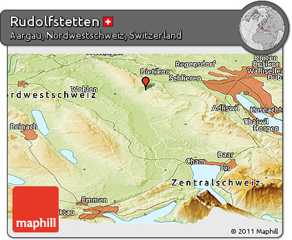 Physical Panoramic Map of Rudolfstetten