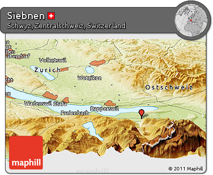 Physical Panoramic Map of Siebnen
