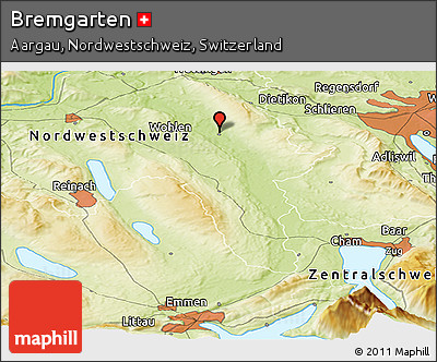 Physical Panoramic Map of Bremgarten