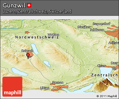 Physical Panoramic Map of Gunzwil