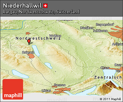 Physical Panoramic Map of Niederhallwil