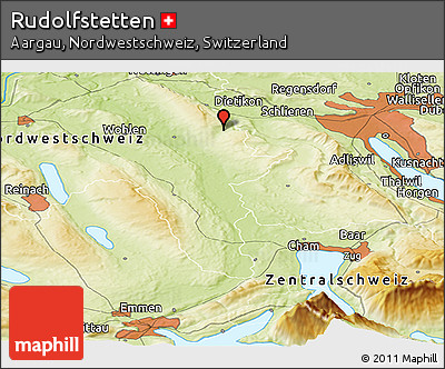 Physical Panoramic Map of Rudolfstetten