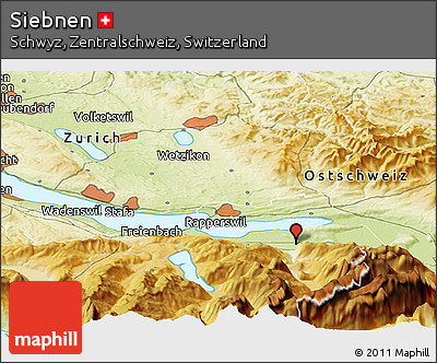 Physical Panoramic Map of Siebnen