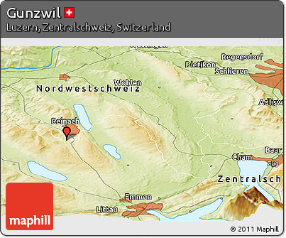 Physical Panoramic Map of Gunzwil