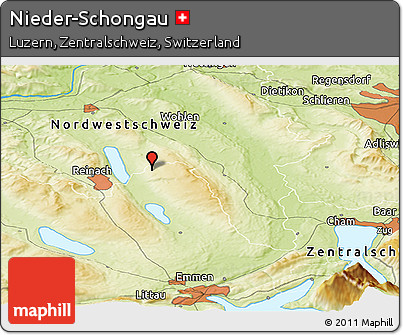 Physical Panoramic Map of Nieder-Schongau