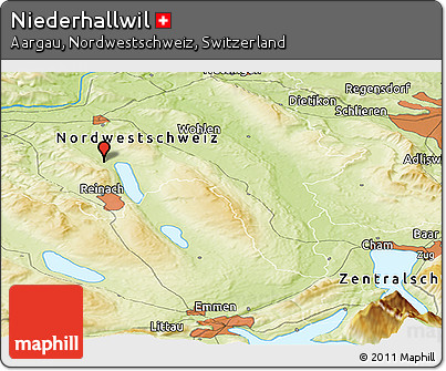 Physical Panoramic Map of Niederhallwil