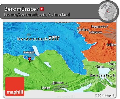 Political Panoramic Map of Beromünster