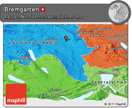 Political Panoramic Map of Bremgarten