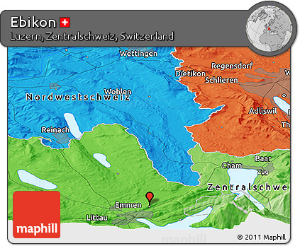 Political Panoramic Map of Ebikon