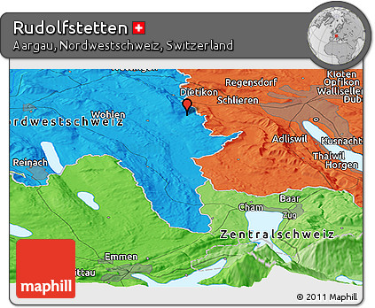 Political Panoramic Map of Rudolfstetten