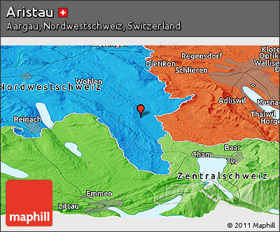 Political Panoramic Map of Aristau